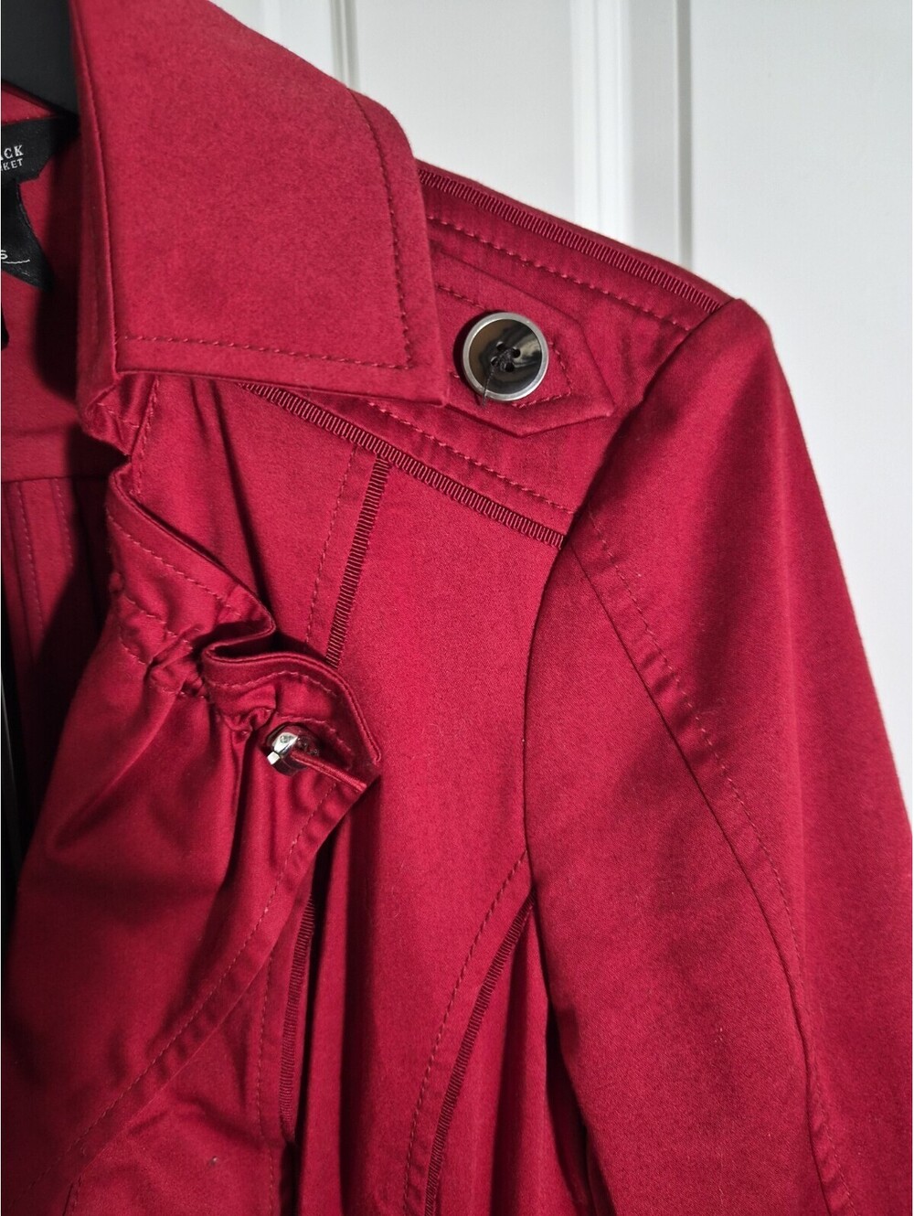 White House Black Market Red Military Jacket Blazer Size 6 - Picture 6 of 13